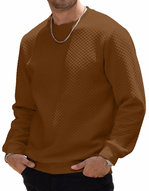 Load image into Gallery viewer, HOTake Mens Waffle Texture Pullover Sweatshirt Brown Size Small
