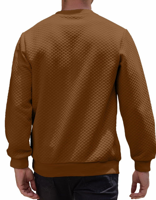Load image into Gallery viewer, HOTake Mens Waffle Texture Pullover Sweatshirt Brown Size Small
