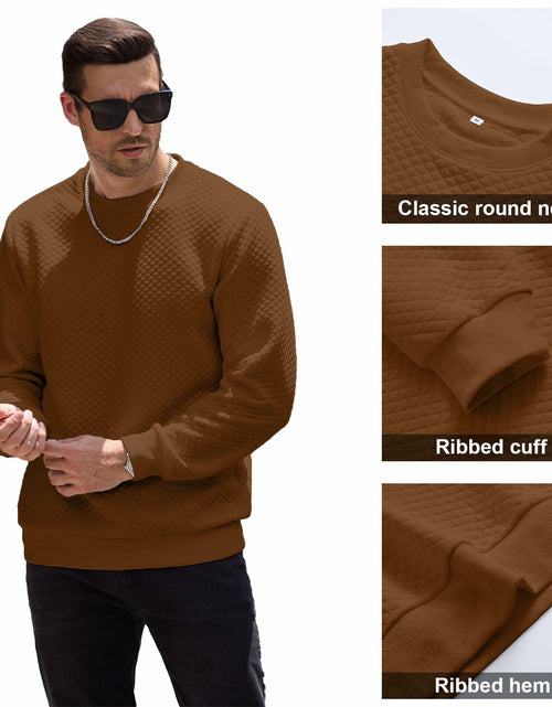 Load image into Gallery viewer, HOTake Mens Waffle Texture Pullover Sweatshirt Brown Size Small
