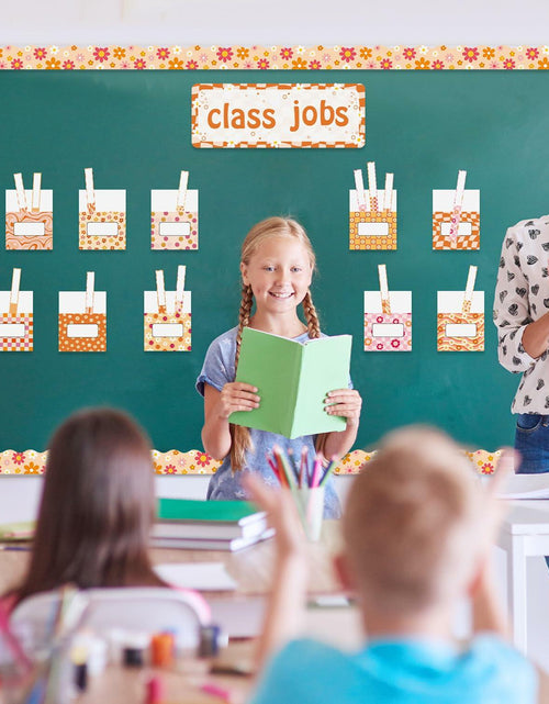 Load image into Gallery viewer, WATINC 97pcs Classroom Jobs Bulletin Board Set Groovy Orange Style
