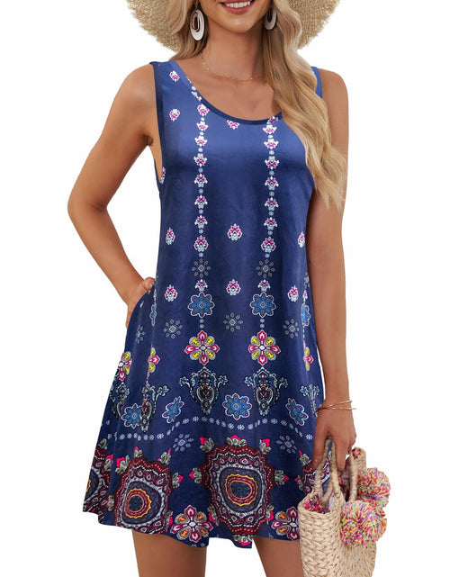Load image into Gallery viewer, AUSELILY Women's Sleeveless Floral Mini Dress with Pockets Red Flowers Size L
