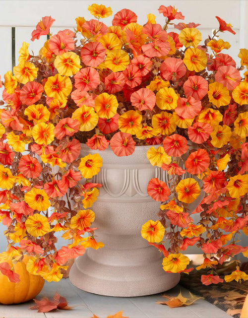 Load image into Gallery viewer, HyeFlora 2 PCS Faux Fall Hanging Flowers Plants UV Resistant Orange+Yellow
