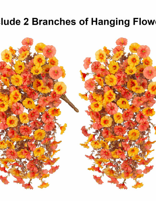 Load image into Gallery viewer, HyeFlora 2 PCS Faux Fall Hanging Flowers Plants UV Resistant Orange+Yellow
