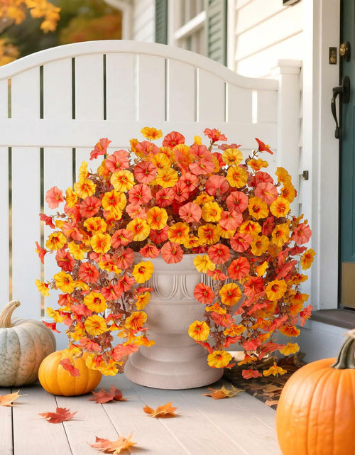 Load image into Gallery viewer, HyeFlora 2 PCS Faux Fall Hanging Flowers Plants UV Resistant Orange+Yellow
