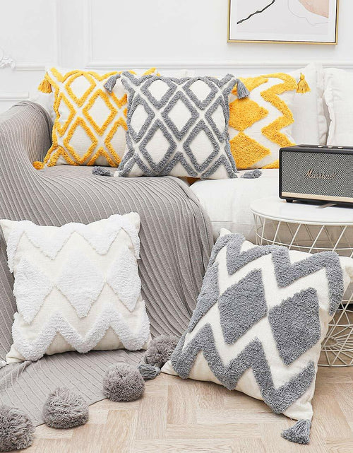 Load image into Gallery viewer, PLWORLD Boho White Moroccan Tufted Throw Pillow Cover 20x20 Inch Cream 1 PC
