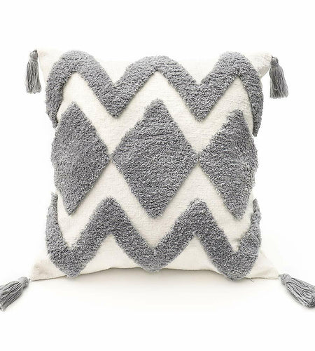 PLWORLD Boho White Moroccan Tufted Throw Pillow Cover 20x20 Inch Cream 1 PC