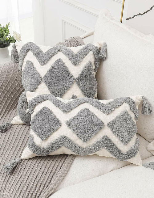 Load image into Gallery viewer, PLWORLD Boho White Moroccan Tufted Throw Pillow Cover 20x20 Inch Cream 1 PC
