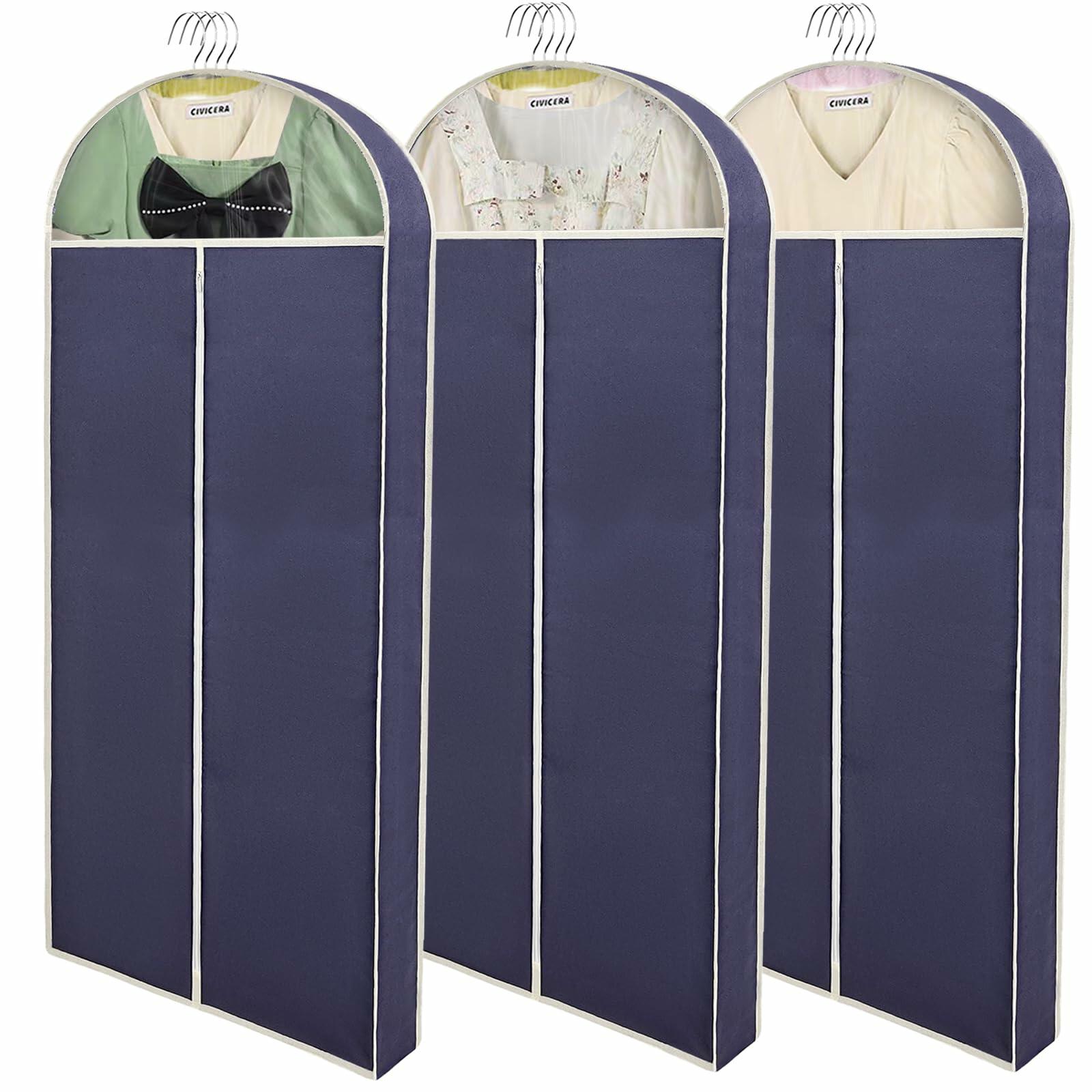 DYYHSDPU Garment Bags 3 Pack Suit Storage Hanging Clothes Black 50x24 Inch