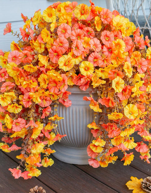 Load image into Gallery viewer, HyeFlora 2 PCS Faux Fall Hanging Flowers Plants UV Resistant Orange+Yellow
