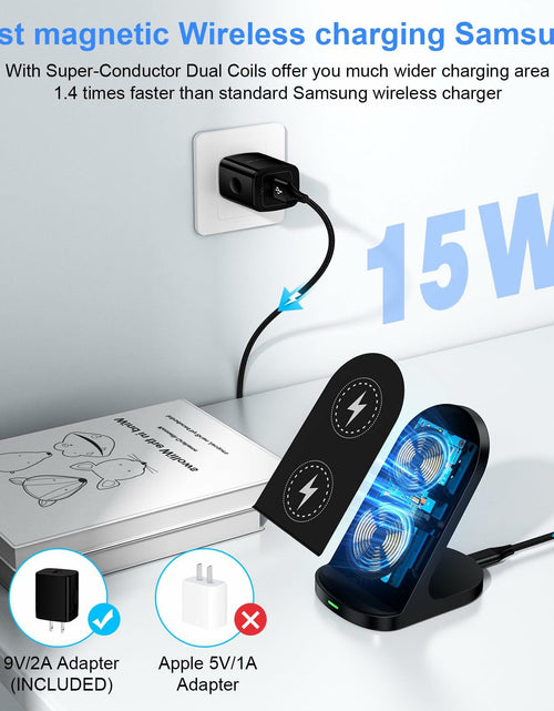 Load image into Gallery viewer, Sicodo Wireless Charger Stand 15W for Samsung S25 Ultra S24+ S23FE S22 S21 Black
