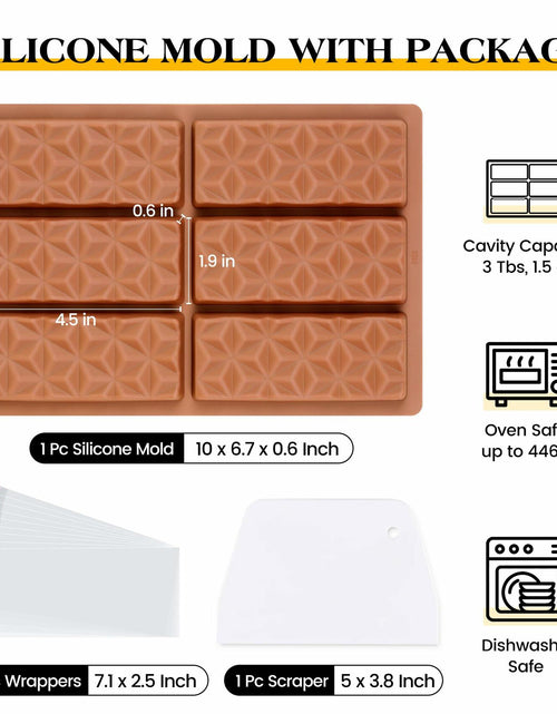 Load image into Gallery viewer, KASHME Chocolate Bar Mold Silicone Deep Large 1 Inch Brown 1 Pc
