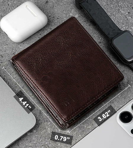 FLETUTE Full-Grain Leather Slim Airtag Wallet Mens Luxury Blue