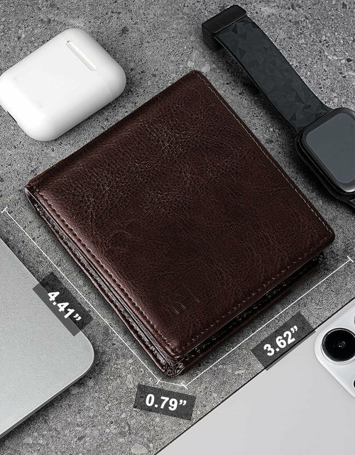 Load image into Gallery viewer, FLETUTE Full-Grain Leather Slim Airtag Wallet Mens Luxury Blue
