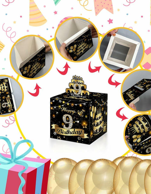 Load image into Gallery viewer, Toerifer 9th Birthday Money Box Set Black Gold PVC One Size
