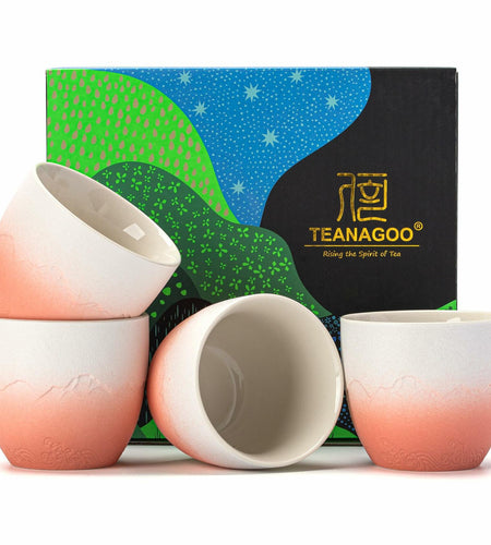 TEANAGOO Japanese Tea Cup 5.6oz Gradient Pink White 4 Pcs Box