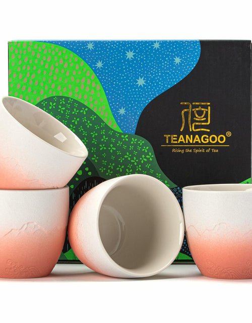 Load image into Gallery viewer, TEANAGOO Japanese Tea Cup 5.6oz Gradient Pink White 4 Pcs Box

