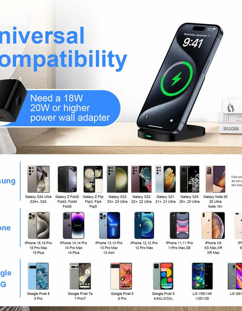 Load image into Gallery viewer, Sicodo Wireless Charger Stand 15W for Samsung S25 Ultra S24+ S23FE S22 S21 Black
