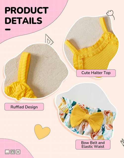 Load image into Gallery viewer, Kucnuzki Yellow Floral Sleeveless Tank Top Bow Tie Summer Shirt Size 3-4T
