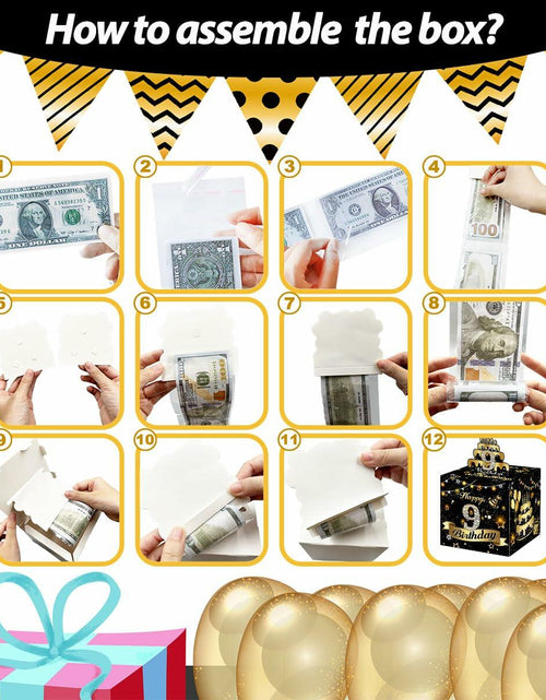 Load image into Gallery viewer, Toerifer 9th Birthday Money Box Set Black Gold PVC One Size
