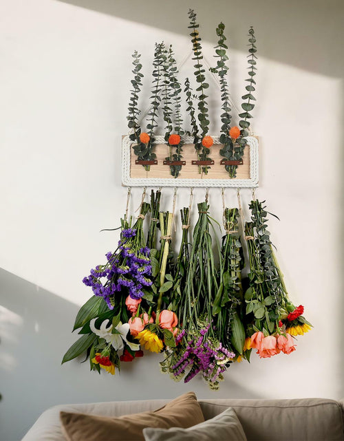 Load image into Gallery viewer, heiwinner Herb Drying Rack Hanging Rustic Wood 4-Compartment 15.7x5.9x0.59
