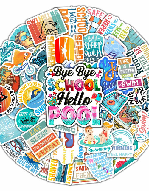 Load image into Gallery viewer, BIGZORO 50PCS Waterproof Swimming Stickers Decals Vinyl for Laptop Water Bottles
