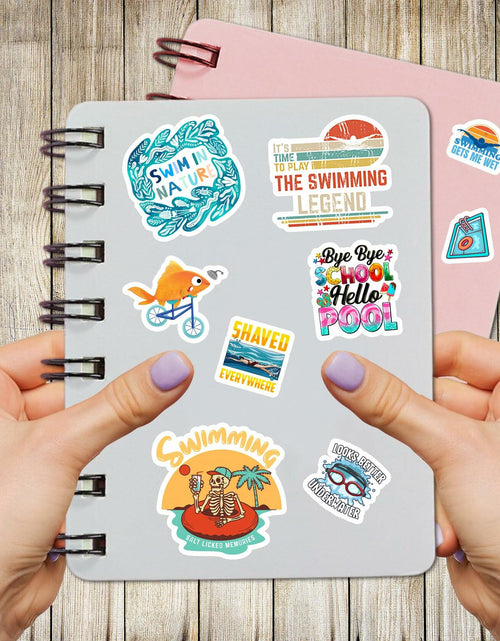Load image into Gallery viewer, BIGZORO 50PCS Waterproof Swimming Stickers Decals Vinyl for Laptop Water Bottles
