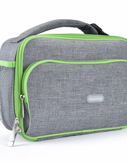 Load image into Gallery viewer, Amersun Insulated Lunch Box with 2 Pockets Padded Liner Dark Gray 4 Compartments
