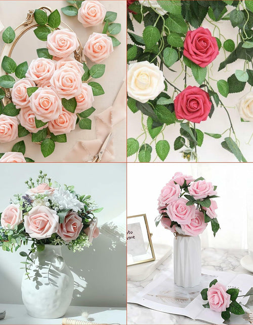 Load image into Gallery viewer, Yaqulen 60Pcs Artificial Foam Rose Flowers with Stems Red for Decorations
