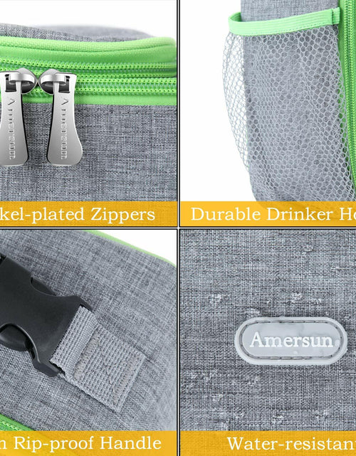 Load image into Gallery viewer, Amersun Insulated Lunch Box with 2 Pockets Padded Liner Dark Gray 4 Compartments
