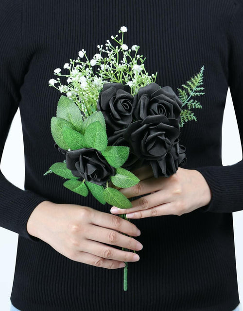 Load image into Gallery viewer, Yaqulen 60Pcs Artificial Foam Rose Flowers with Stems Red for Decorations
