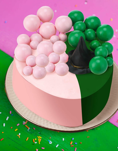 Load image into Gallery viewer, Geelin 41 Pcs Halloween Witch Cake Topper Pink Green Silver Black Balloons
