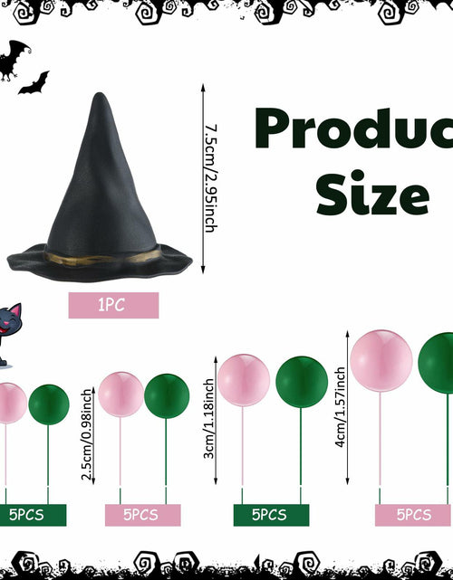 Load image into Gallery viewer, Geelin 41 Pcs Halloween Witch Cake Topper Pink Green Silver Black Balloons
