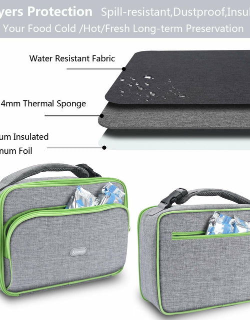 Load image into Gallery viewer, Amersun Insulated Lunch Box with 2 Pockets Padded Liner Dark Gray 4 Compartments
