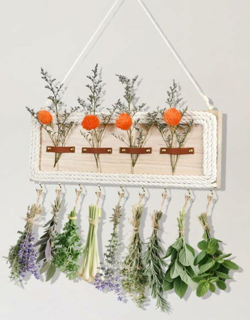 Load image into Gallery viewer, heiwinner Herb Drying Rack Hanging Rustic Wood 4-Compartment 15.7x5.9x0.59

