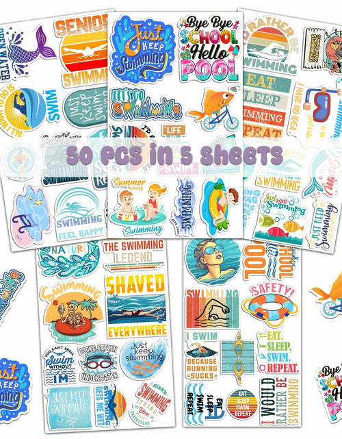 Load image into Gallery viewer, BIGZORO 50PCS Waterproof Swimming Stickers Decals Vinyl for Laptop Water Bottles
