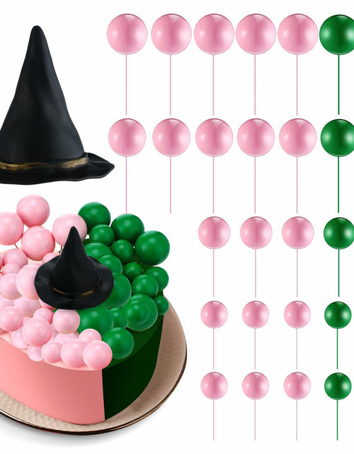Load image into Gallery viewer, Geelin 41 Pcs Halloween Witch Cake Topper Pink Green Silver Black Balloons
