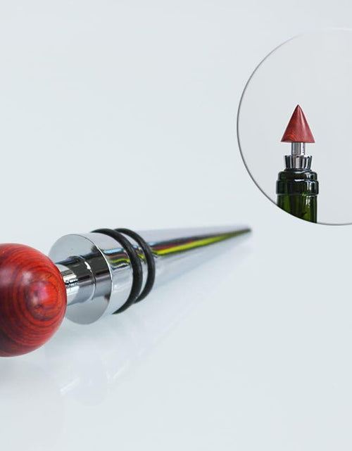 Load image into Gallery viewer, Lutong Wine Stopper Set 3pcs with Stand Wood Silver &amp; Brown Entertainment
