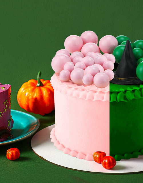 Load image into Gallery viewer, Geelin 41 Pcs Halloween Witch Cake Topper Pink Green Silver Black Balloons
