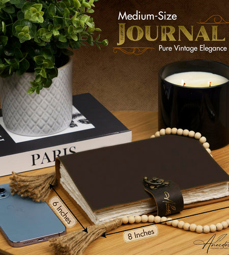 Anecdotal Vintage Genuine Leather Journal 6x8 Brown 200 Pages Unlined
