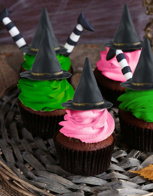 Load image into Gallery viewer, Geelin 41 Pcs Halloween Witch Cake Topper Pink Green Silver Black Balloons
