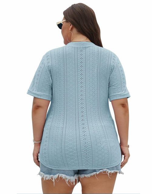 Load image into Gallery viewer, KARALIN Womens Plus Size Roll Short Sleeve V Neck Top Light Yellow Size 4XL
