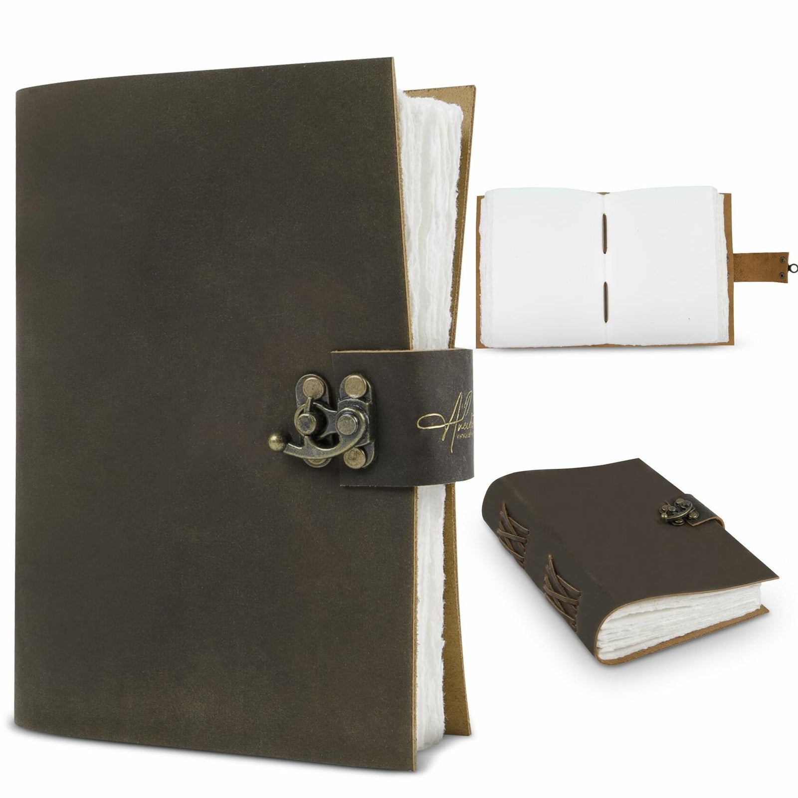 Anecdotal Vintage Genuine Leather Journal 6x8 Brown 200 Pages Unlined