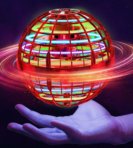 RSNG Flying Orb Ball Spinner Mini Drone 360 Rotating LED Toy Red
