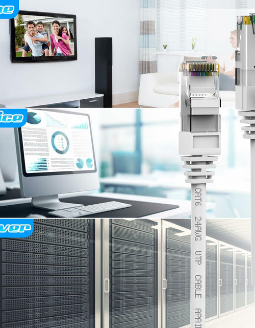 Load image into Gallery viewer, ecjtu 350FT Cat6 Ethernet Cable UTP PoE 24AWG CCA White with 25 Cable Ties
