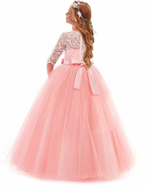 Load image into Gallery viewer, ABEHIK Flower Girls Lace Tulle Communion Dress Pink Size 2-3T
