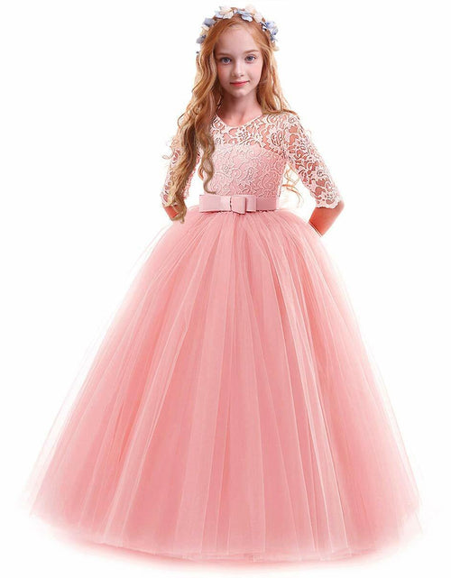 Load image into Gallery viewer, ABEHIK Flower Girls Lace Tulle Communion Dress Pink Size 2-3T
