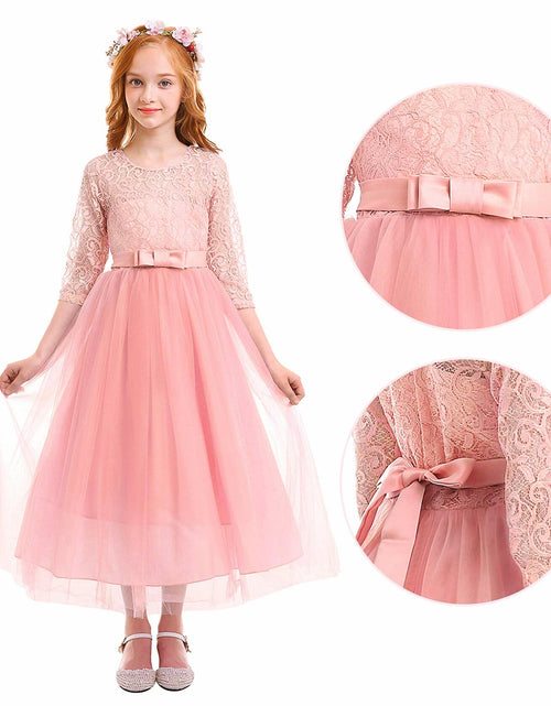 Load image into Gallery viewer, ABEHIK Flower Girls Lace Tulle Communion Dress Pink Size 2-3T
