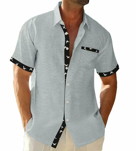 TRFIC Men's Casual Short Sleeve Button Down Shirt Grey Size 3X-Large