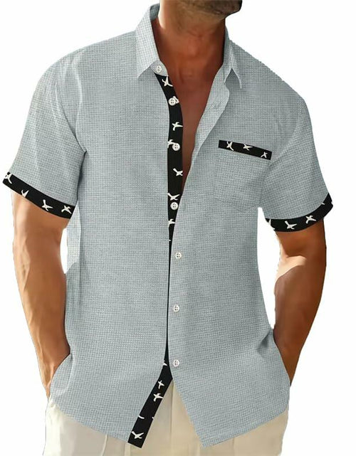 Load image into Gallery viewer, TRFIC Men's Casual Short Sleeve Button Down Shirt Grey Size 3X-Large
