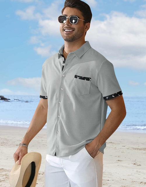 Load image into Gallery viewer, TRFIC Men's Casual Short Sleeve Button Down Shirt Grey Size 3X-Large
